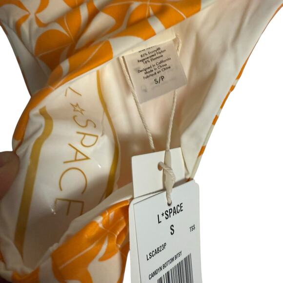 L*Space Camdyn Orange White Geo Print Bitsy Bikini Swimsuit Bottoms Size Small - Picture 6 of 7
